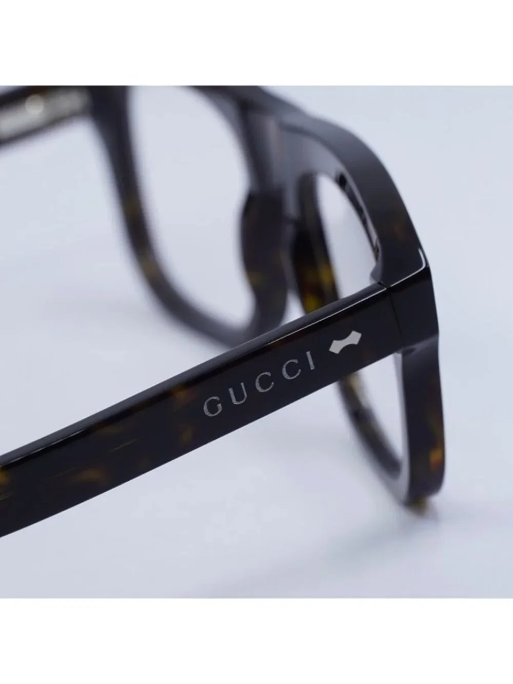 Gucci GG1712S 002 Sunglasses Havana Square Frame, Clear with Clip-On Lenses